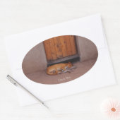 Dog bij Rest Oval Stickers (Envelop)