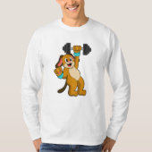 Dog bij Sterke training met Dumbbell T-shirt (Voorkant)