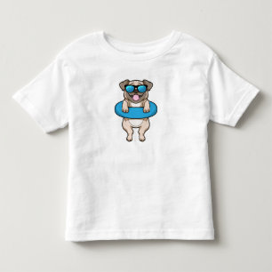 Dog bij zwemmen met draaiende ring kinder shirts