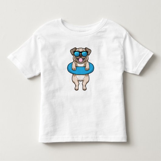 Dog bij zwemmen met draaiende ring kinder shirts (Voorkant)