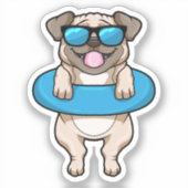 Dog bij zwemmen met draaiende ring sticker (Voorkant)