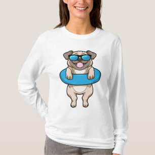 Dog bij zwemmen met draaiende ring t-shirt