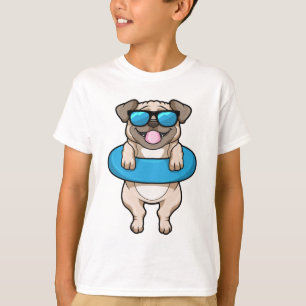 Dog bij zwemmen met draaiende ring t-shirt