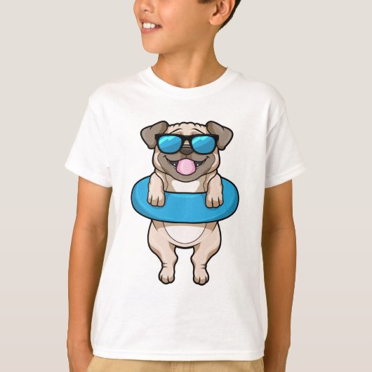 Dog bij zwemmen met draaiende ring t-shirt (Voorkant)