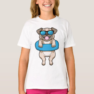 Dog bij zwemmen met draaiende ring t-shirt