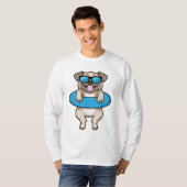 Dog bij zwemmen met draaiende ring t-shirt (Voorkant volledig)