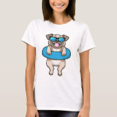 Dog bij zwemmen met draaiende ring t-shirt (Voorkant)