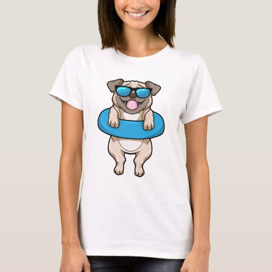 Dog bij zwemmen met draaiende ring t-shirt (Voorkant)