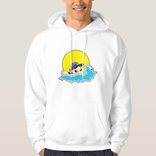 Dog bij zwemmen met zwembril hoodie (Voorkant)