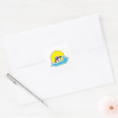 Dog bij zwemmen met zwembril vierkante sticker (Envelop)