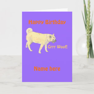 Dog Birthday card add name front.Shiba inu ras Kaart
