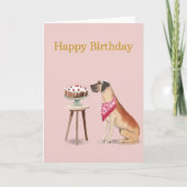 Dog Birthday Card, Great Dane, Happy Birthday Kaart (Voorkant)