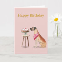 Dog Birthday Card, Great Dane, Happy Birthday