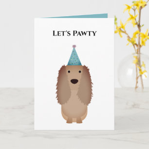 Dog Birthday Card, Laten we Pawty Cocker Spaniel Kaart