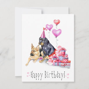 Dog Birthday Card - Rottweiler en German Shepard Feestdagenkaart