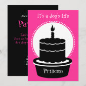 Dog Birthday Invitation - Dog's Life & Paw-ty! Kaart (Voorkant / Achterkant)