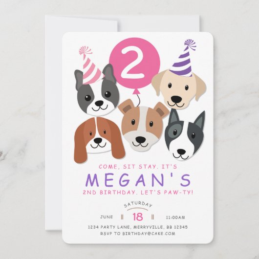 Dog Birthday Invitation Kaart (Voorkant)