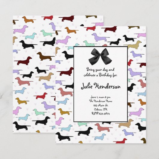 Dog Birthday Invitation Kaart (Voorkant / Achterkant)