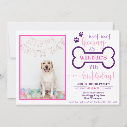Dog Birthday Invitation | Uitnodiging Doggy (Voorkant)