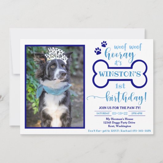 Dog Birthday Invitation | Uitnodiging Doggy (Voorkant)