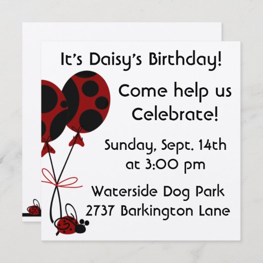 Dog Birthday Invites Kaart (Voorkant / Achterkant)