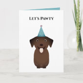 Dog Birthday-kaart, Laten we Pawty Labrador Retrie Kaart (Voorkant)