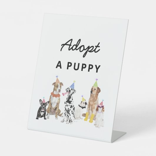 Dog Birthday keurt een puppy Party Sign goed Reclamebord Met Voetstuk (Voorkant)