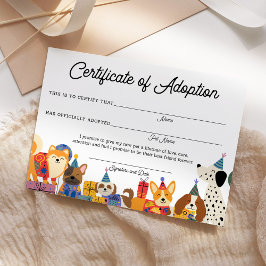 Dog Birthday laat Pawty Puppy Adoption Certificate