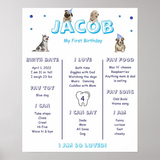 Dog Birthday Milestone Poster (Voorkant)