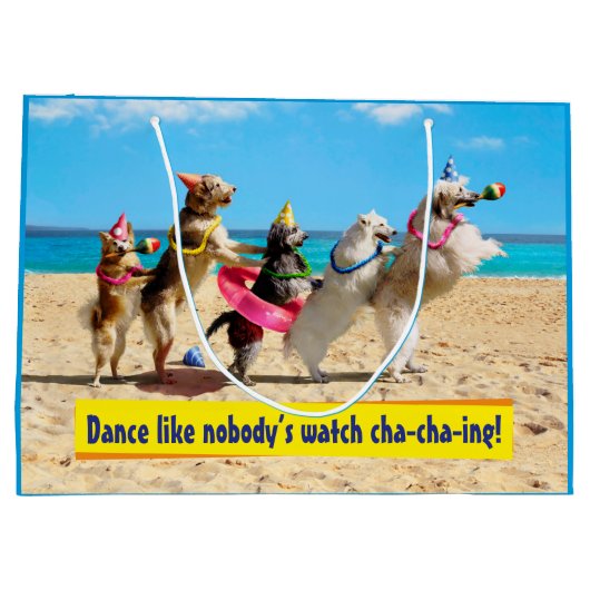 Dog Birthday Party Conga Line Groot Cadeauzakje (Achterkant)