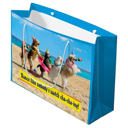 Dog Birthday Party Conga Line Groot Cadeauzakje (Voorkant Gekanteld)