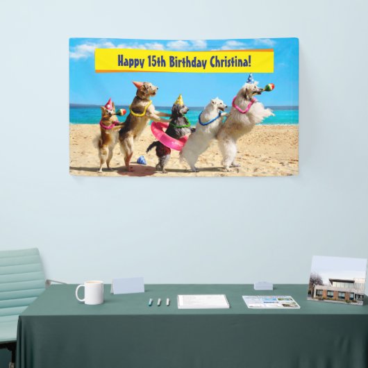 Dog Birthday Party Conga Line Spandoek (Beurs)