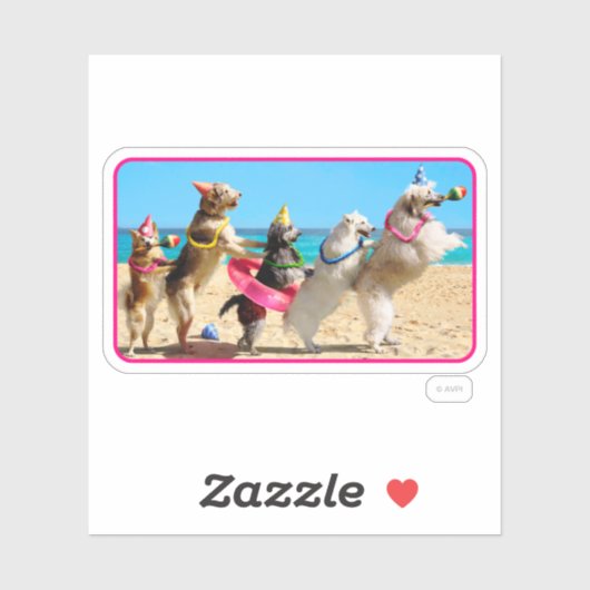 Dog Birthday Party Conga Line Sticker (Vel)