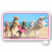 Dog Birthday Party Conga Line Sticker (Voorkant)