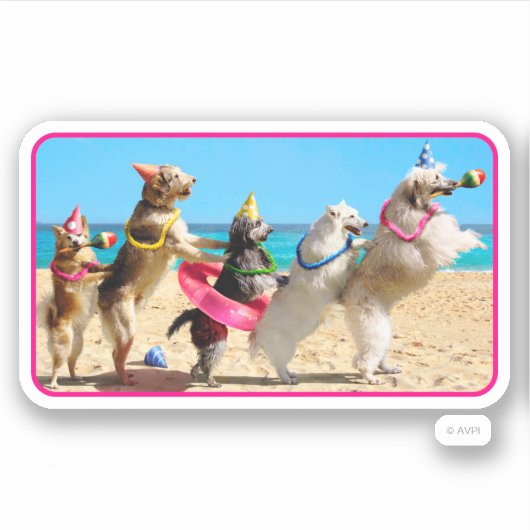 Dog Birthday Party Conga Line Sticker (Voorkant)