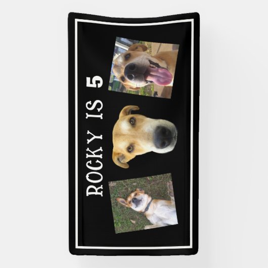 Dog Birthday Party Custom Pet Photo Party Spandoek (Verticaal)