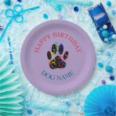 Dog Birthday Party Custom Purple Papieren Bordje (Feest)