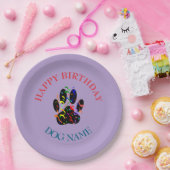 Dog Birthday Party Custom Purple Papieren Bordje (Feest)