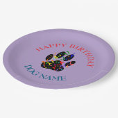 Dog Birthday Party Custom Purple Papieren Bordje (Gekanteld)
