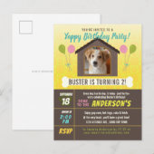 Dog Birthday Party Dog House en Paws Custom Photo Uitnodiging Briefkaart (Voorkant / Achterkant)