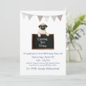 Dog Birthday Party for Boy Pug Kaart (Staand voorkant)