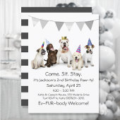 Dog Birthday Party for Boy Puppy Invitation Kaart