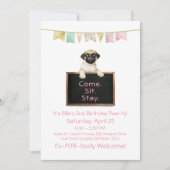 Dog Birthday Party for Girl Pug Kaart (Voorkant)