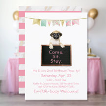 Dog Birthday Party for Girl Pug