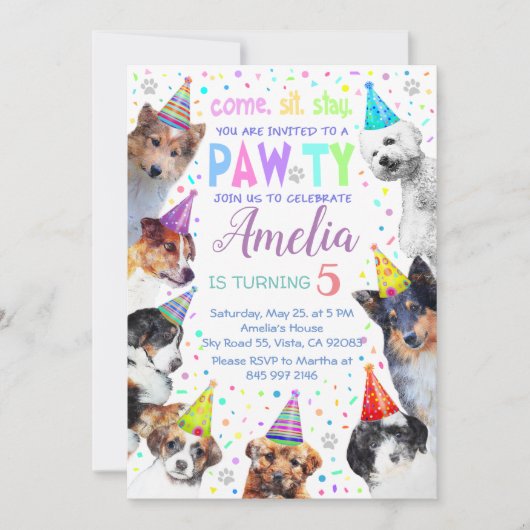 Dog Birthday Party Invitation (Voorkant)