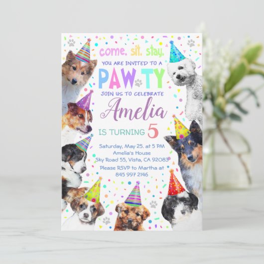 Dog Birthday Party Invitation (Staand voorkant)