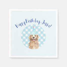Dog Birthday Party Personalized Napkins Blue Pset Servet