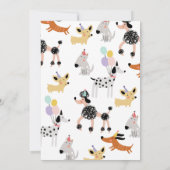 Dog Birthday Party Puppy Pawty Modern Girl Invite Kaart (Achterkant)