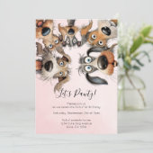 Dog Birthday Pawty Schattige gepersonaliseerd Kaart (Staand voorkant)