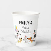 Dog Birthday Puppy Pawty Animals Pet Modern Papieren Bekers (Achterkant)